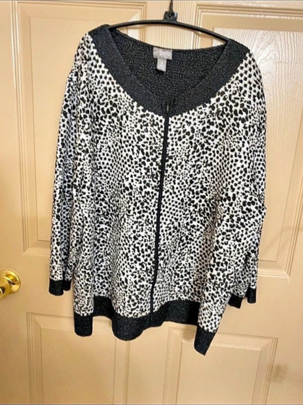 Chico's Travelers Collection Animal Print Zip Jacket Animal Print Cardigan in